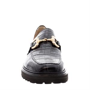 Carl Scarpa Petal Black Croc Snaffle Loafers